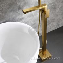 Grifa de bañeira independente de piso de ouro cepillado